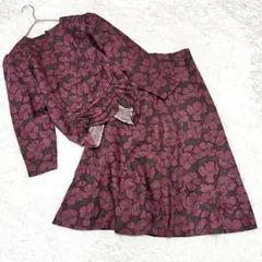 美品【M相当】スカートセットアップ 花柄 レトロ