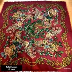 Ralph Lauren 毛100% 花・果物・楽器柄 大判スカーフ
