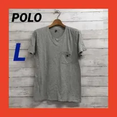 POLO グンゼ Tシャツ ロゴ刺繍 レディース L グレーのサムネイル