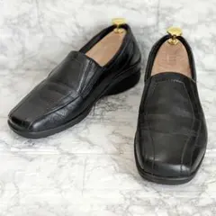美品☆ecco エコー コンフォートシューズ スリッポン 黒 22.5EEEのサムネイル