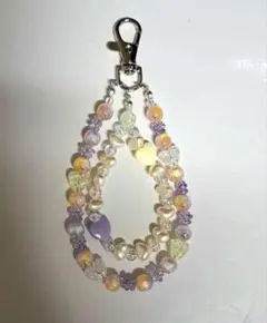 ビーズキーホルダー ビーズストラップ オーロラビーズ ハンドメイド チャーム