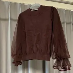 ワイン色 長袖ニットセーター Mサイズ
