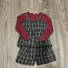 130 チェックレイヤードトップスとショーパンののセットアップ