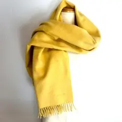 エルメス マフラー タグ有 ショール ストール ロゴ刺繍 黄金 カシミヤ100％