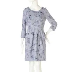 婚活　プロポーションボディドレッシング　花柄　ワンピース　水色　ブルー　サイズ3