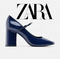 【新品ZARA】フェイクパテントシューズ35 メリージェーンスクエアトゥー