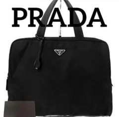 良品　PRADA プラダ　トートバッグ　ナイロン　ブラック　鍵　南京錠　黒　A4