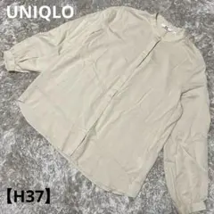 美品♥️UNIQLO♥️長袖襟なしシャツ＊ベージュ ＊L