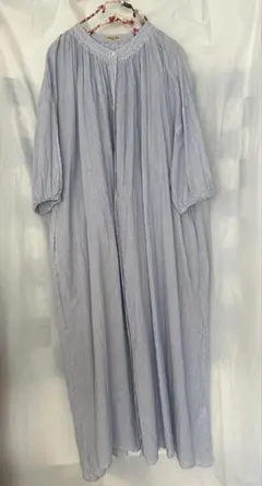 半袖　ストライプ　ロングワンピース　サマンサモスモス　ナチュラル系　夏　Aライン