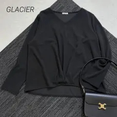 ハニーズ/グラシア/Vネックブラウス/絞りデザイン/オフィス/着回し/黒/Lのサムネイル