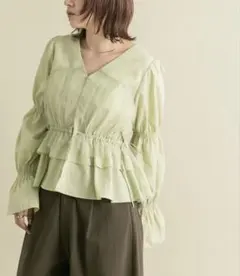 KBF 2WAYチュールドッキングブラウス グリーン