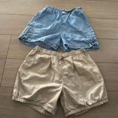 デニムブルー・ベージュ ハーフパンツ 130.140.セット