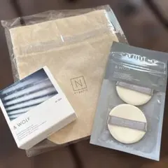 &WOLF SF-002リキッドファンデーションライトベージュパフ2個 巾着付