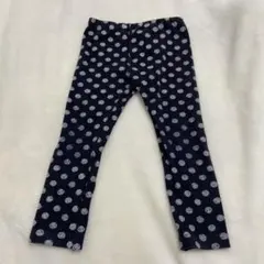 100女の子 男の子ブラックドット柄 レギンス　ズボン