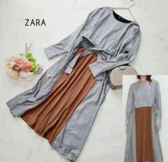 ZARA＊ザラストライプチェックパッチワークワンピース