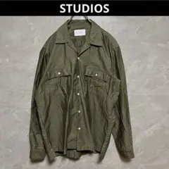 STUDIOUS オープンカラー シャツ 長袖 カーキ ミリタリーのサムネイル