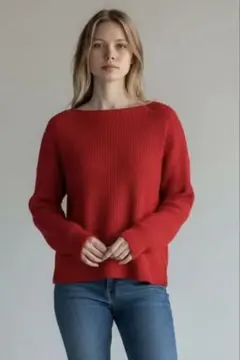 UNIQRO 赤いリブ編み長袖セーター Lサイズ ユニクロ