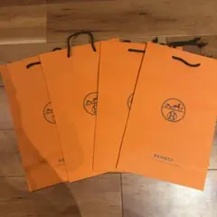 エルメス ショッパー 4枚セット 紙袋 オレンジ HERMES