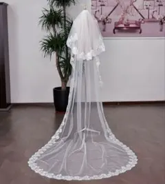未使用 ロングベール レース ウェディング 結婚式 前撮り