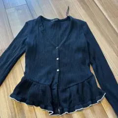 ZARA ブラックリブ編みカーディガン