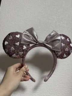 ディズニー　ピンク　ハート　カチューシャ　スパンコール