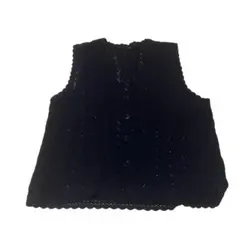 レディース ニット ベスト セーター ボレロ 透かし編み 即日発送 ブラック 黒