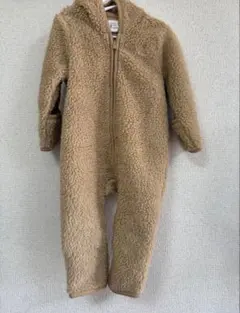 【美品】Baby GAP クマ耳 ボアロンパース カバーオール 60 ベージュ