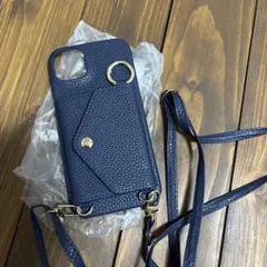iPhone 15plus ショルダーストラップケース ネイビー