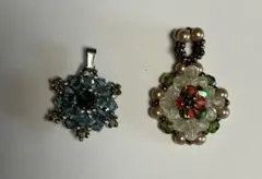 ハンドメイド　スワロフスキービーズ　ペンダントトップ　2個セット