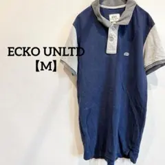 ECKO UNLTD【M】半袖 ポロシャツ ネイビー エコーアンリミテッド