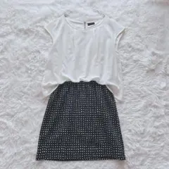 アパートバイローリーズ　切り替えワンピース　キャップスリーブ　L シフォン　水玉のサムネイル