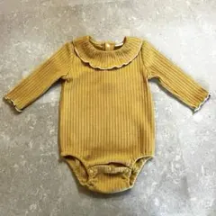 &mignon イエロー　フリルロンパース 80