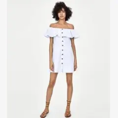 ZARA オフショルダー ミニワンピース