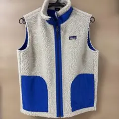 Patagonia レトロX ベスト キッズXL ホワイト/ブルー
