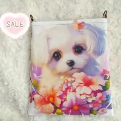 ★SALE★マルチーズ×フラワー☆サコッシュ　ミニショルダーバッグ