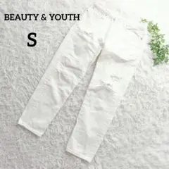 ビューティーアンドユース　ホワイトデニム　テーパードパンツ　S　白　231