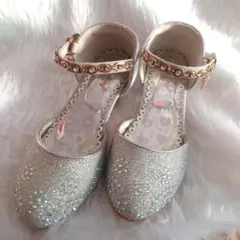 シルバー ビジュー付き シューズ19.5cm