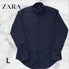 ZARA MAN 長袖シャツ ネイビー ドット柄 Lサイズのサムネイル