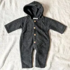 【ZARA HOME】フード付き ダークグレー ロンパース 1-3m 58cm