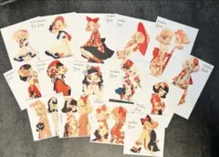 Unichoco様デザイン　人物ステッカー　レトロジャパンガール　15枚セット