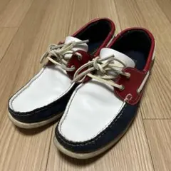 マ*ツ様 メンズ　春夏デッキシューズ 25.5cmホワイト/レッド/ネイビーのサムネイル