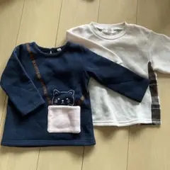 ネイビー猫顔ポケットトレーナーセット