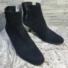Ferragamo 24cm サイドジップブーツ スエードレザー 黒 7Dのサムネイル