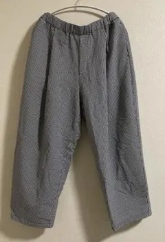 【MUJI】風を通すストレッチサッカー　 タックワイドパンツ　XL 黒チェック