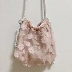 メリージェニー　お花咲いたポシェット　ピンク　巾着のサムネイル
