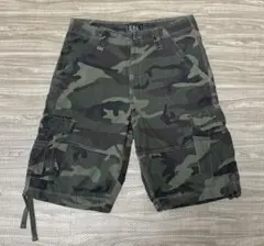 CSG 迷彩 カーゴハーフパンツ Y2K ヴィンテージ ドローコード付き 34