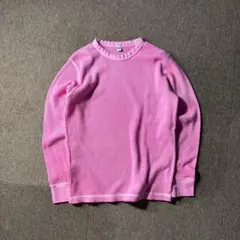 UNIQLO メンズ S サーマル カットソー クルーネック 後染め ピンクのサムネイル