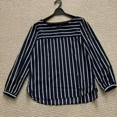 UNTITLED ネイビー/ホワイト ストライプ 長袖トップス サイズ2