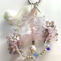 【ハンドメイド】⑤ピンク系 バッグチャーム・ストラップ〜スワン〜