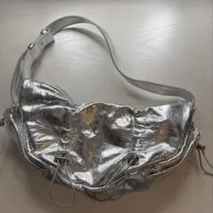 ZARA ハンドバッグ　ショルダーバッグ　シルバー　ポケット付き